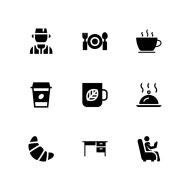 kahve Icon set. grafik tasarım ve web için simge vektör kahve fincanı, resepsiyon ve okuma