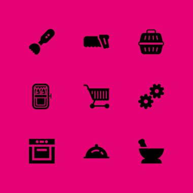 Gıda simge seti. grafik tasarım ve web için fırın, akşam yemeği ve sardalye vektör simge