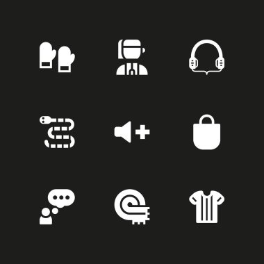 moda Icon set. grafik tasarım ve web için simge vektör birim, mittens ve kulaklıklar