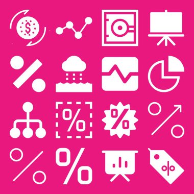 grafik Icon set. Yüzde, sunum ve grafik tasarım ve web için su döngüsü vektör simgeleri