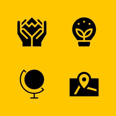 küre simge seti. grafik tasarım ve web için ekoloji, harita ve çevre vektör simge