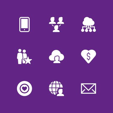 Kullanıcı, e-posta ve grafik tasarım ve web için en sevdiğim vektör çizim ile 9 sosyal Icon set