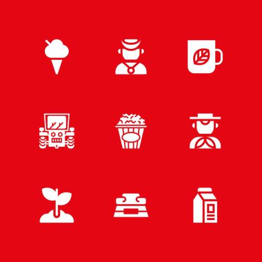 Gıda simge seti. Timor, süt ve grafik tasarım ve web için İtalyan vektör simge