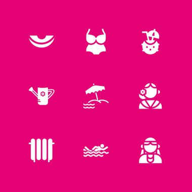 su Icon set. grafik tasarım ve web için kokteyl, yüzme ve Filipin vektör simge