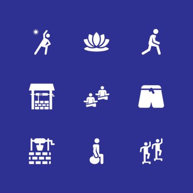 Yoga Icon set. grafik tasarım ve web için egzersiz, lotus ve spor pantolon vektör simge