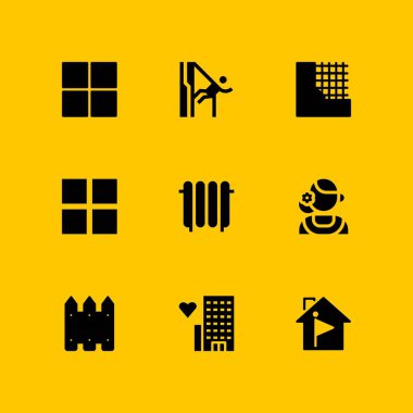 İnşaat Icon set. Duvar, yapı ve grafik tasarım ve web için çit vektör simge