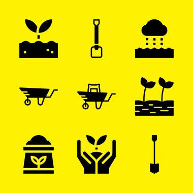zemin simgeler kümesi. filiz, su döngüsü ve gübre ve diğer vektör simgeleri grafik tasarım ve web için