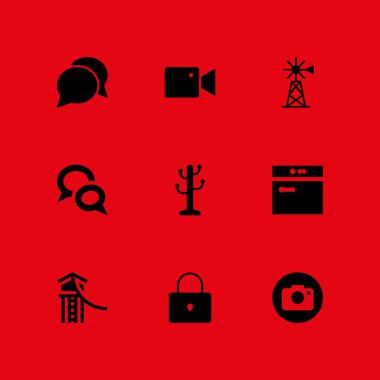 teknoloji Icon set. grafik tasarım ve web için ZIP lane, raf ve sohbet vektör simge