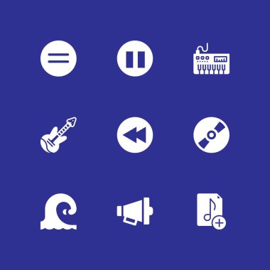 müzik Icon set. piyano, kompakt disk ve grafik tasarım ve web için Megafon vektör simge