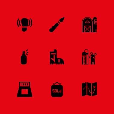 Grunge Icon set. ayak izi, ahır ve grafik tasarım ve web için satılan vektör simge