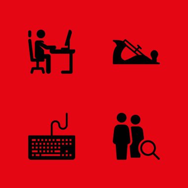 Office simge seti. grafik tasarım ve web için Grup, İşyeri ve kural vektör simgesi