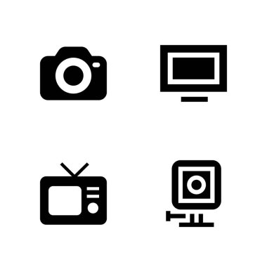Film Icon set. grafik tasarım ve web için televizyon, gopro ve kamera vektör simge