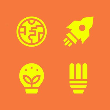 gezegen Icon set. Eko ışıkla ozon tabakası ve ekoloji vektör grafik tasarım ve web için simgeleri