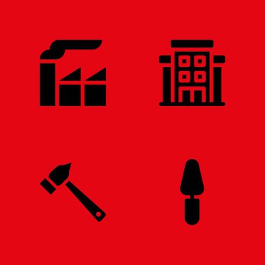 İş Icon set. grafik tasarım ve web için fabrika, mala ve çekiç vektör simge