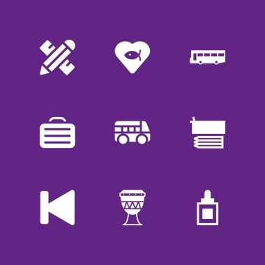 9 okul simgesi kalem, geri ve grafik tasarım ve web için tutkal vektör çizim seti