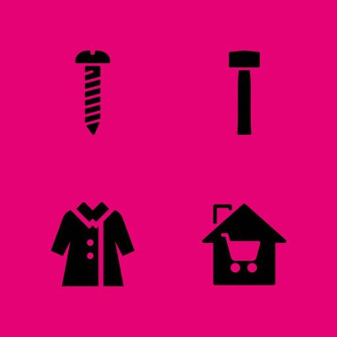 İnşaat Icon set. grafik tasarım ve web için ev, ceket ve çekiç vektör simgesi