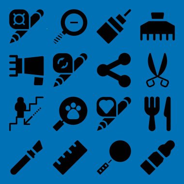 Aracı simge seti. Vektör boyama fırça ile yakınlaştırma ve mekanik merdiven grafik tasarım ve web için simgeleri