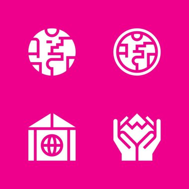 Dünya Icons set. Dünya gezegeni, ozon tabakası ve çevre ve grafik tasarım ve web için diğer vektör simgeleri