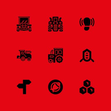 Doğa Icon set. grafik tasarım ve web için paneli, traktör ve ayak izi vektör simge