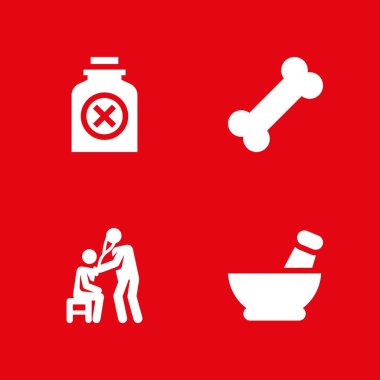 Tıbbi simge seti. harç, kemik ve grafik tasarım ve web için sağlık vektör simge