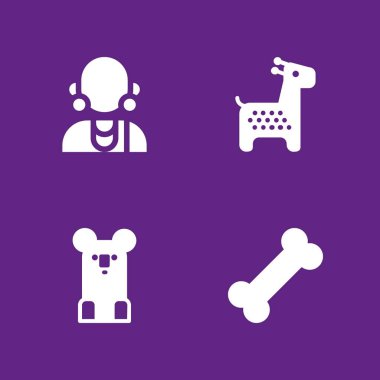 hayvan Icon set. grafik tasarım ve web için zürafa, massai ve kemik vektör simge