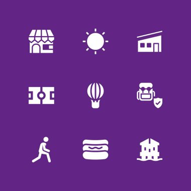 Yaz Icon set. grafik tasarım ve web için modern ev, dükkan ve plaj evi vektör simgesi