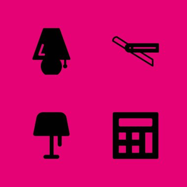 Office simge seti. grafik tasarım ve web için kural, lamba ve hesap makinesi vektör simge