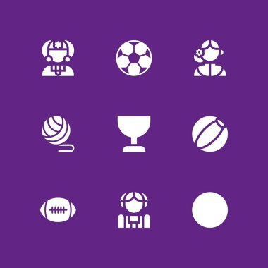 futbol Icon set. Kupası, futbol topu ve grafik tasarım ve web için plaj topu vektör simge