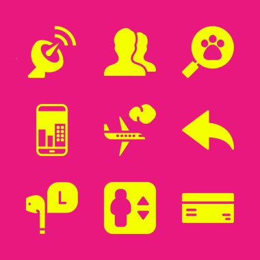 teknoloji Icon set. Kullanıcılar, uçak ve grafik tasarım ve web için kredi kartı vektör simgeleri