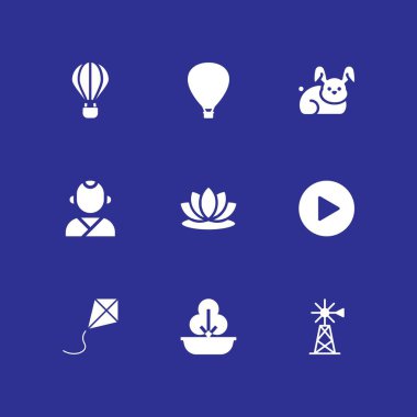 Doğa Icon set. grafik tasarım ve web için bitki, oyun ve yel değirmeni vektör simgesi