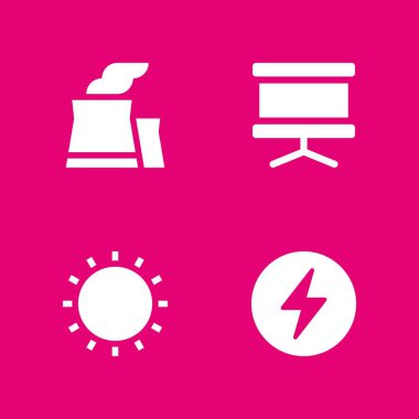 4 enerji simgesi güneş, panel ve grafik tasarım ve web için flash vektör çizim seti