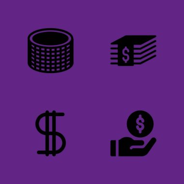 para Icon set. grafik tasarım ve web için doları sembolü, dolar ve sikke vektör simge