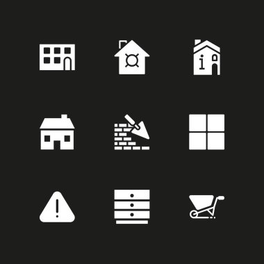 İnşaat Icon set. grafik tasarım ve web için ev, dolap ve bina vektör simgesi