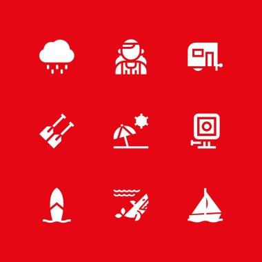 su Icon set. İzlanda, köpekbalığı ve yağmur vektör grafik tasarım ve web için simge