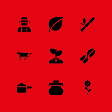 bahar Icon set. El arabası, pot ve grafik tasarım ve web için İzlanda vektör simge