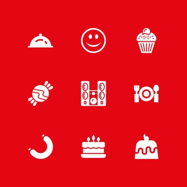 parti simge seti. mutlu, sosis ve akşam yemeği vektör grafik tasarım ve web için simge