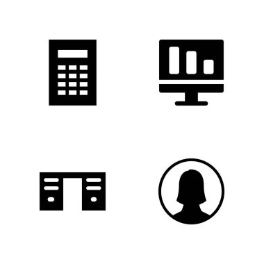 bilgisayar Icon set. grafik tasarım ve web için monitör, Kullanıcı ve hesap makinesi vektör simge