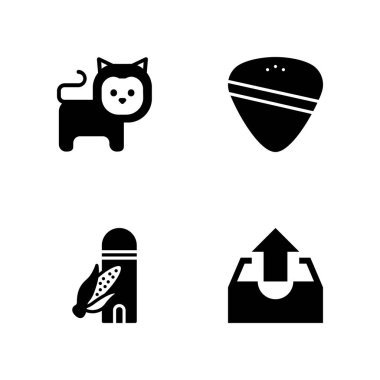 Logo simge seti. ahır, giden kutusu ve gitar grafik tasarım ve web için vektör simge Seç