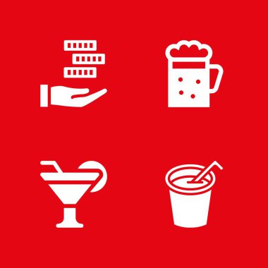 parti simge seti. cips, bira ve meşrubat vektör simge grafik tasarım ve web için