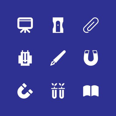 Okul Icon set. sırt çantası, Açık kitap ve grafik tasarım ve web için mıknatıs vektör simge