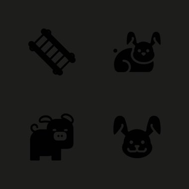 hayvan Icon set. grafik tasarım ve web için tavşan, domuz ve merdiven vektör simge