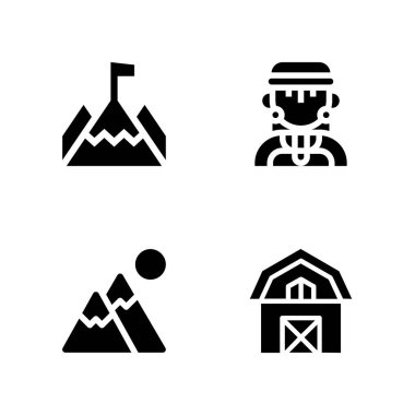 ağaç Icon set. grafik tasarım ve web için dağ, mbororo ve ahır vektör simge