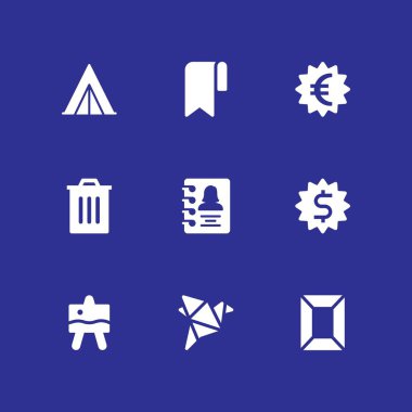 Kağıt Icon set. grafik tasarım ve web için çadır, origami ve yer işareti vektör simge