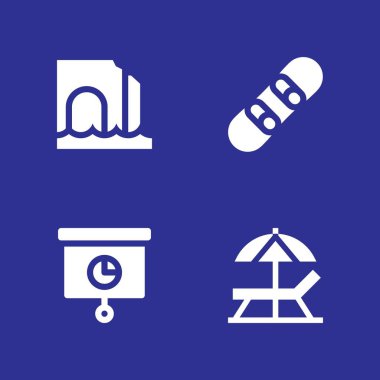 Güneş Icon set. Güneş şemsiyesi, Deniz Mağarası ve panel grafik tasarım ve web için simge vektör