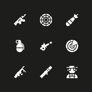 9 ordu simgesi ile swiss, radar ve makineli tüfek vektör çizim grafik tasarım ve web için ayarla
