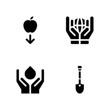 küre simge seti. Dünya çapında, grafik tasarım ve web için su ve yerçekimi vektör simge kaydetmek