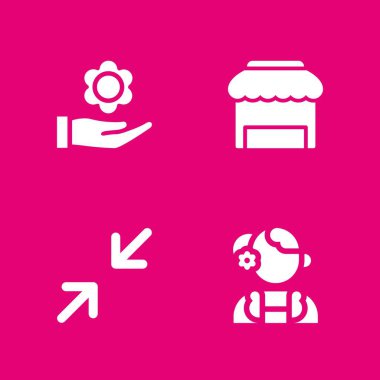 moda Icon set. İspanyol kadın, alışveriş yapmak ve grafik tasarım ve web için vektör simge en aza indirmek