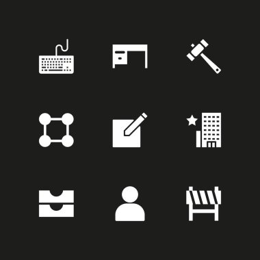 İş Icon set. grafik tasarım ve web için Kullanıcı, resepsiyon ve otel vektör simge