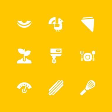 Gıda simge seti. filiz, sosisli sandviç ve grafik tasarım ve web için Mikser vektör simge