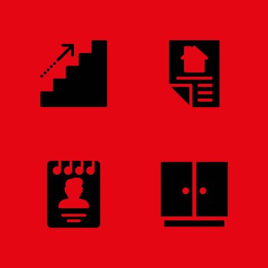 Office simge seti. dolap, gündemi ve ipotek vektör grafik tasarım ve web için simge